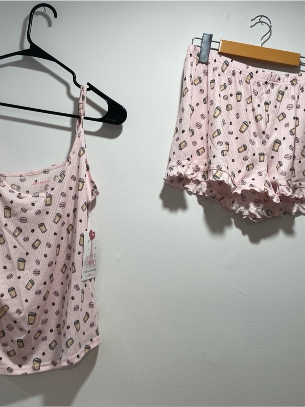 Women's Pink Printed Cami & Ruffle Short Sleep Set